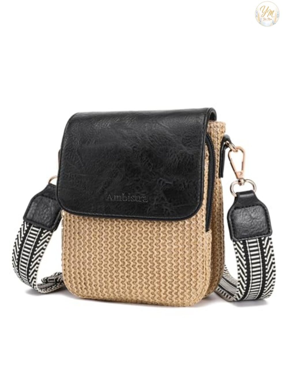 Faux Straw Woven Crossbody Bag RFID Small Summer Phone Purse Travel